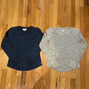 2 WOMEN’S LUCKY BRAND LEOPARD PRINT LONG SLEEVE SHIRTS TOPS SIZE: X-SMALL